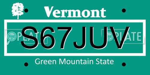 S67JUV Vermont License Plate
