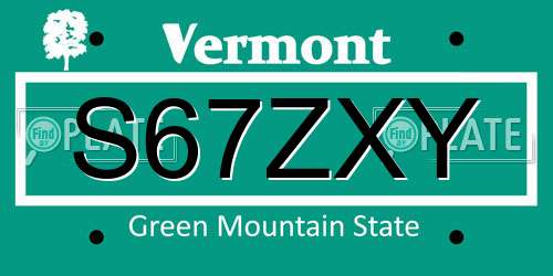 S67ZXY Vermont License Plate