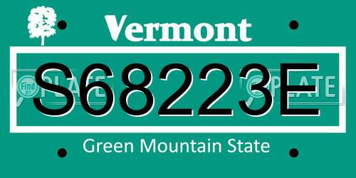 S68223E Vermont License Plate