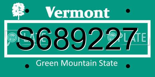 S689227 Vermont License Plate