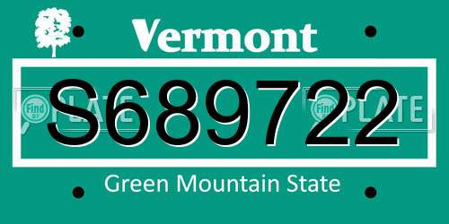 S689722 Vermont License Plate