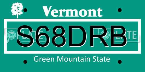 S68DRB Vermont License Plate
