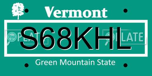 S68KHL Vermont License Plate