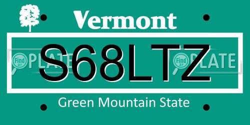 S68LTZ Vermont License Plate