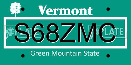 S68ZMC Vermont License Plate