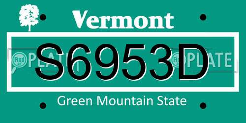 S6953D Vermont License Plate