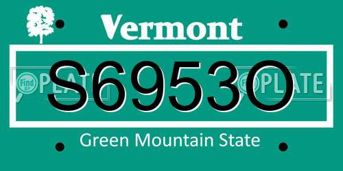S6953O Vermont License Plate