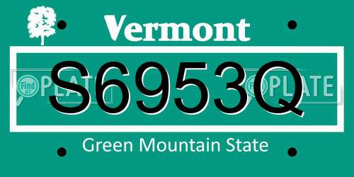 S6953Q Vermont License Plate