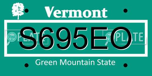 S695EO Vermont License Plate