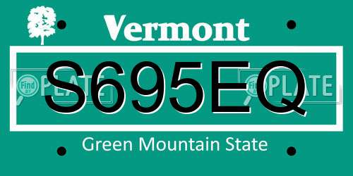 S695EQ Vermont License Plate