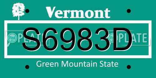 S6983D Vermont License Plate