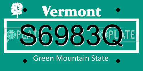 S6983Q Vermont License Plate