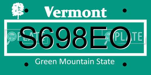 S698EO Vermont License Plate