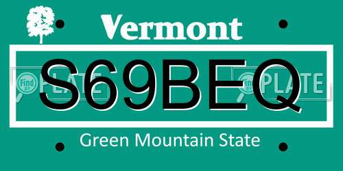 S69BEQ Vermont License Plate