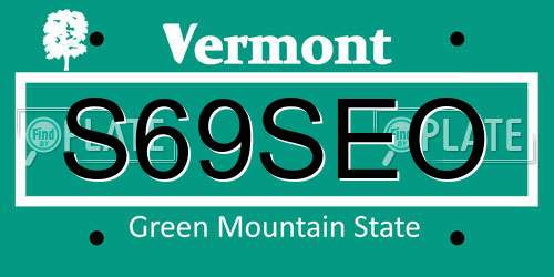 S69SEO Vermont License Plate