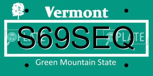 S69SEQ Vermont License Plate