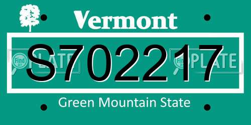 S702217 Vermont License Plate