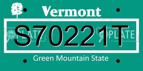 S70221T Vermont License Plate