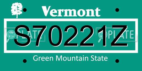 S70221Z Vermont License Plate