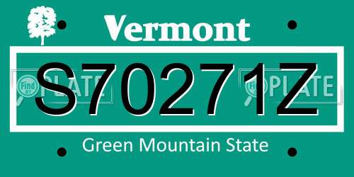S70271Z Vermont License Plate