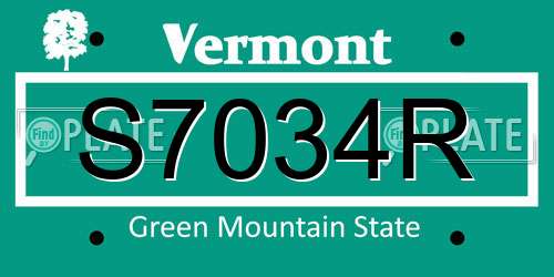 S7034R Vermont License Plate