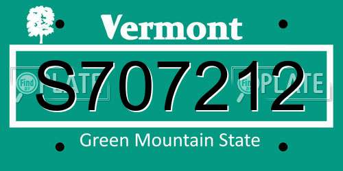 S707212 Vermont License Plate