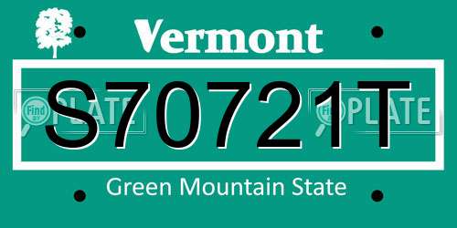 S70721T Vermont License Plate