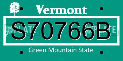 S70766B Vermont License Plate