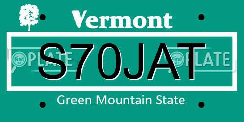 S70JAT Vermont License Plate