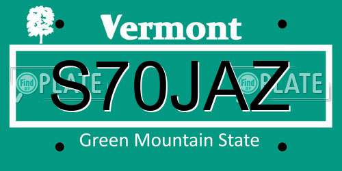 S70JAZ Vermont License Plate
