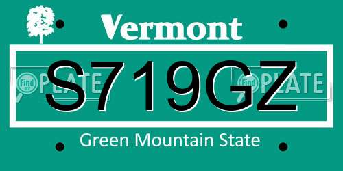 S719GZ Vermont License Plate