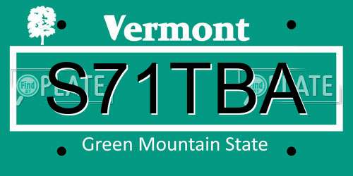 S71TBA Vermont License Plate