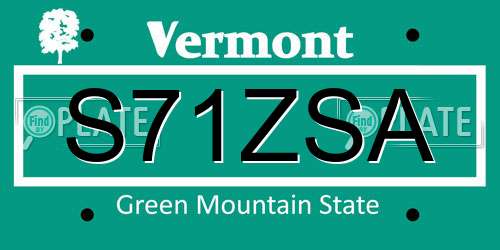 S71ZSA Vermont License Plate