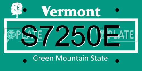 S7250E Vermont License Plate