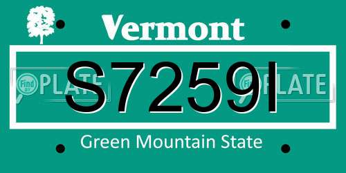 S7259I Vermont License Plate