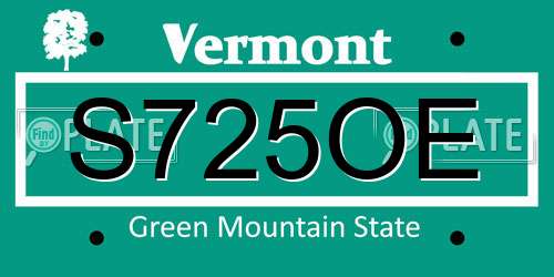 S725OE Vermont License Plate