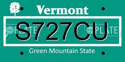 S727CU Vermont License Plate