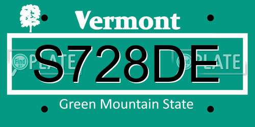 S728DE Vermont License Plate
