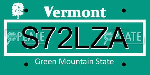 S72LZA Vermont License Plate