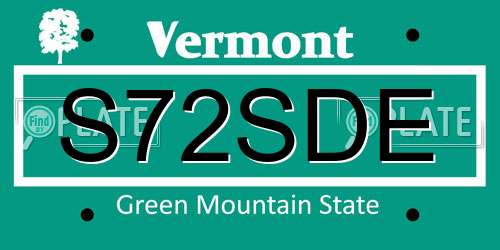 S72SDE Vermont License Plate