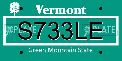 S733LE Vermont License Plate