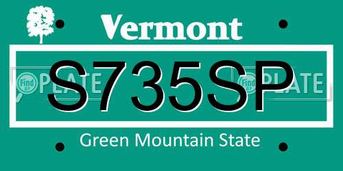 S735SP Vermont License Plate
