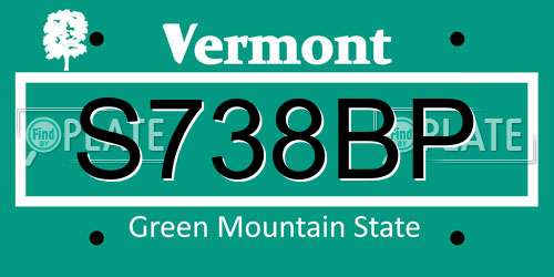S738BP Vermont License Plate