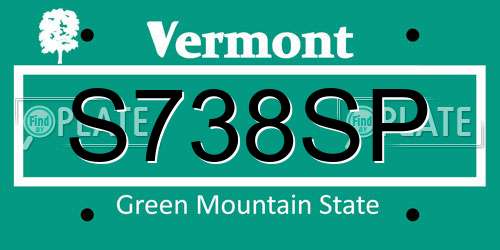 S738SP Vermont License Plate