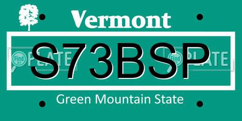 S73BSP Vermont License Plate