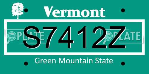 S7412Z Vermont License Plate
