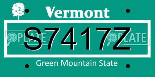 S7417Z Vermont License Plate