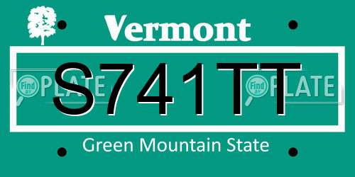 S741TT Vermont License Plate