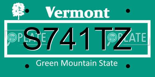 S741TZ Vermont License Plate