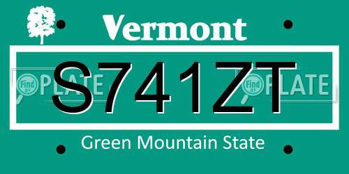 S741ZT Vermont License Plate